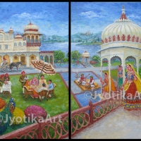 Tea and Music at the Haveli 36''X60''x2—SOLD