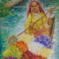  Flower Boat, Kashmir 38''x48'' oil