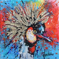 The Crowned Crane 12''x12'' Acrylic — SOLD