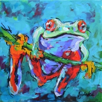 Red-Eye Tree Frog3 12x12 — SOLD