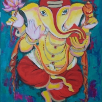 Ganesh Dancing 24''x30'' acrylic