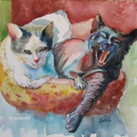 Jack and Neela 8''x14'' watercolor—SOLD