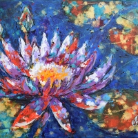 Blooming Lotus 30x24 Acrylic — SOLD