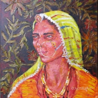 Tribal Woman,Rajasthan 18''x24'' acrylic