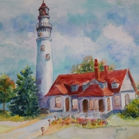 Light House, Wisconsin 20''x14'' watercolor