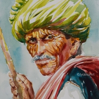The Green Turban 10''x13 watercolor—SOLD