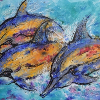 Playful Dolphins 48x36