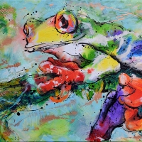 Red Eyed Tree Frog 48''x24'' Acrylic—SOLD