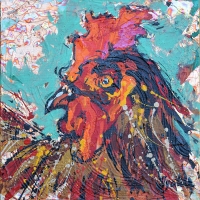 Rooster 12x12 — SOLD