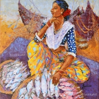 The Fisher Woman, Mumbai 30''x40'' acrylic