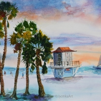 Sunset at Clearwater Beach 16''x12'' watercolor