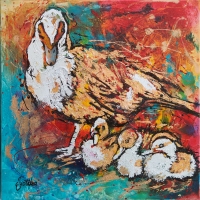Muscovy Ducklings 24x24 Acrylic — SOLDjpg