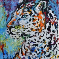 Snow Leopard 18''x24'' Acrylic — SOLD