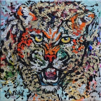 Cheetah Attack 12''x12'' Acrylic — SOLD