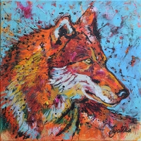 Red Wolf 18''x18'' Acrylic
