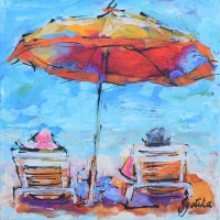 Beach Umbrella 12x12 Acrylic