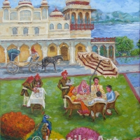 Tea and Music at the Haveli 36''X60'' I—SOLD