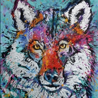 Gray Wolf 16x20 Acrylic — SOLD