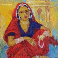 4. Selling Anklets, Rajasthan 24''x36'' oil