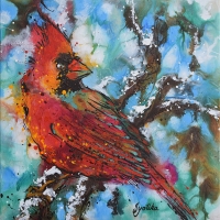 Snow Cardinal 18x18