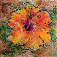 Orange Hibiscus 12''x12'' Acrylic — SOLD