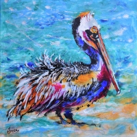 Ruffled Pelican 36x36 Acrylic—SOLD