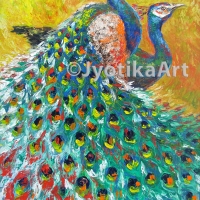 Peacock & Peahen 30''x48'' acrylic—SOLD