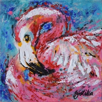 Flamingo 12x12 Acrylic — SOLD