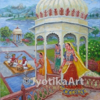 Tea and Music at the Haveli 36''X60'' II—SOLD