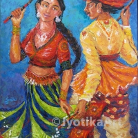 Sharad Purnima Dandiya Raas 30''x40'' acrylic—SOLD